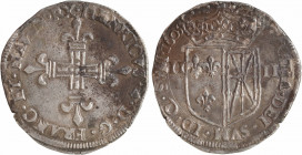 Henri IV, quart d'écu de Navarre, 1603 Saint-Palais
A/.HENRICVS. 4. D. G. FRANC. ET. NAVAR. RX
Croix fleurdelisée
R/(différent) GRATIA. DEI. SVM. I...