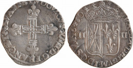 Louis XIV, quart d'écu de Navarre, 1648 Saint-Palais
A/.LVDOVICVS. XIIII. D: G. FRANC. ET. NAVA. REX
Croix fleurdelisée
R/(différent) GRATIA. DEI. ...