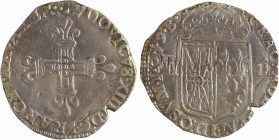 Louis XIV, quart d'écu de Navarre, 1649 Saint-Palais variété B
A/.LVDOVICVS. XIIII. D: G. FRANC. ET. NAVA. RX
Croix fleurdelisée
R/GRATIA. DEI. SVM...