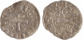 Provins (comté de), Henri I ou II, obole, s.d. (1152-1197)
A/+ HENRI COMES
Croix cantonnée d'un besant en 1 et 4 et de l'alpha en 3 et de l'oméga en...