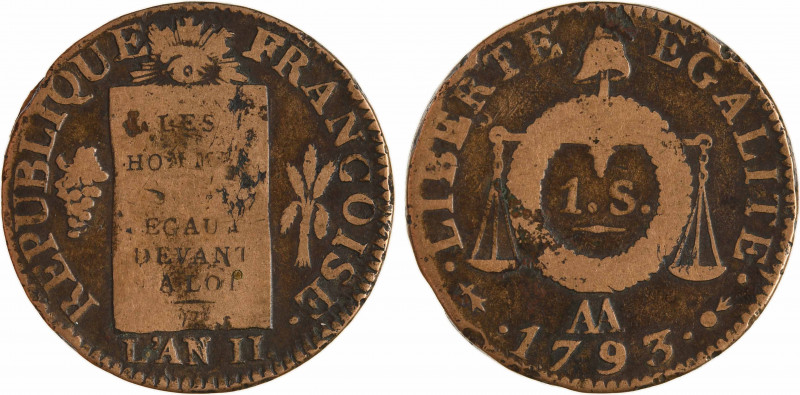 Convention, sol aux balances, 1793 Metz
A/REPUBLIQUE - FRANÇOISE.// L'AN II.
T...