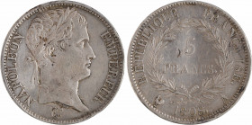 Premier Empire, 5 francs République, 1808 Paris
A/NAPOLEON - EMPEREUR.
Tête laurée à droite, au-dessous signature Tiolier
R/RÉPUBLIQUE FRANÇAISE.//...