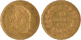 Louis-Philippe Ier, 40 francs, 1832 Rouen
A/LOUIS PHILIPPE I - ROI DES FRANÇAIS
Tête laurée à gauche, au-dessous DOMARD. F.
R/(différent) étoile (a...
