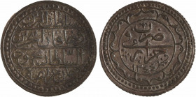 Algérie, Mahmud II, budju, AH 1244 (1829)
Inscriptions en quatre lignes
Inscriptions et (date)
SUP, Argent, 27,8 mm, 8,45g, 12 h
KM.68 p.25
Super...
