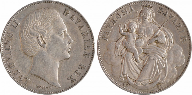 Allemagne, Bavière (royaume de), Louis II, vereinsthaler, 1871 Munich
A/LVDOVIC...
