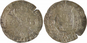 Brabant (duché de), Philippe IV, patagon, 1655 Bruxelles
A/(atelier) .PHIL. IIII. D. G. HISP. ET. INDIAR. REX.
Briquet couronné posé sur deux bâtons...