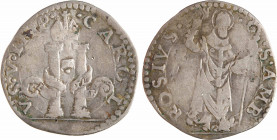 Italie, Milan (duché de), Charles Quint, 8 soldi, s.d
A/CAROL - VS. V.IMP
Les colonnes d''Hercule sous une couronne
R/S.AMB - ROSIVS
Saint Ambrois...