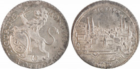 Suisse, Zürich (Ville de), demi thaler, 1739
A/MONETA REIPUBLICÆ TIGURINÆ
Lion issant à gauche tenant l'écu aux armes de la ville et une épée
R/TIG...