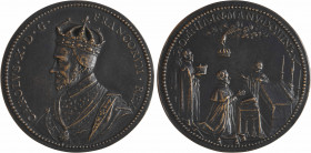 Charles X (Cardinal de Bourbon), couronnement sous la Ligue, fonte de bronze, s.d. (c.1589, postérieure)
A/CAROLVS. X. D. G. - FRANCORVM. REX
Buste ...