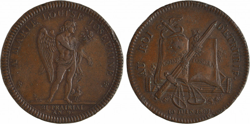 Consulat, le Roi et la Reine d'Étrurie visitent Paris, 1er type, par Dupré, 1801...