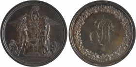 Premier Empire, la Paix de Lunéville, réemployée en médaille de mariage, 1801-1812 Paris
Un homme et une femme joignant leurs mains au-dessus d'un au...