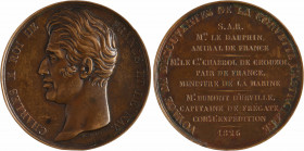 Charles X, Dumont d'Urville commandant de la corvette l'Astrolabe, 1826 Paris
A/CHARLES X ROI DE - FRANCE ET DE NAV.
Tête nue de Charles X à gauche,...