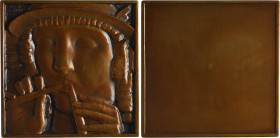 Renard (M.) : l'aulète (joueur de flûte double), s.d. (1926) Paris
Buste d'Hermès de face, coiffé du pétase ailé, jouant de l'aulos (double flûte) ; ...