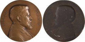 Vernon (F.) : Docteur Pierre Marie, fonte, s.d. (1903)
A/PIERRE - MARIE
Buste à droite du Docteur Pierre Marie ; à gauche signature F. VERNON
Unifa...