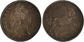 Louis XV, les écuries du Roi, par Roëttiers, s.d. Paris
A/LUD. XV. REX - CHRISTIANISS
Buste lauré de Louis XV à droite ; au-dessous signature R FILI...