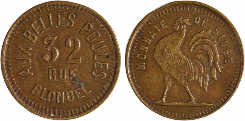IIIe République, jeton de maison close, Aux Belles poules (Paris), s.d
Inscript...
