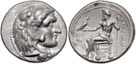 GRIECHENLAND, MAKEDONIEN. Alexander III. der Große, 336-323 v.Chr., AR Tetradrachme, Makedonien. Kopf des Herakles mit Löwenhaube r. Rs.Zeus thront mi...