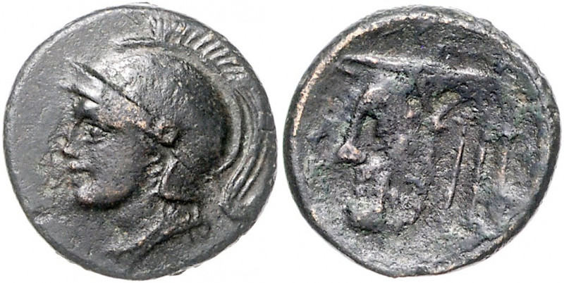 GRIECHENLAND, AKARNANIA / Stadt Oiniadai, AE 21 (219-211 v.Chr.). Kopf der Athen...