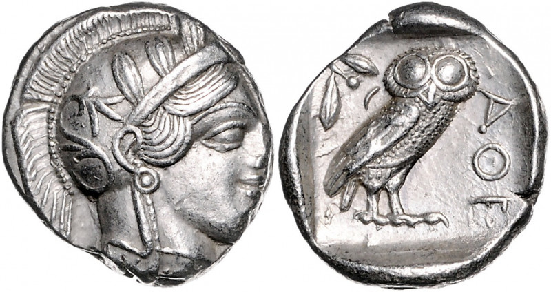 GRIECHENLAND, ATTIKA / Stadt Athen, AR Tetradrachme (ca. 430 v.Chr.). Behelmter ...