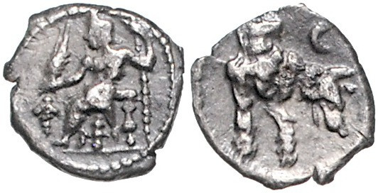 KLEINASIEN, LYKAONIEN / Stadt Laranda, AR Obol (324 v.Chr.). Baaltars thront l. ...