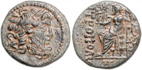 SELEUKIDISCHES REICH, SELEUCIS UND PIERIA / Stadt Antiochia, AE 19 (1.Jh.v.Chr.) Belorb. Zeuskopf r. Rs.Nike l. sitzend, [ANTIOXEON] THS [M]HTPOPOLE[O...