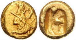 PERSIEN, Früher, guter Stil, 546-450 v.Chr., AV Dareike (Zeit des Darios I. bis Xerxes II., ca.485-420 v.Chr.). Kniender König mit Speer und Bogen. Rs...