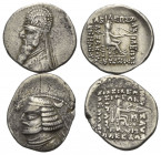 PARTHER, Mithradates II., 123-88 v.Chr., AR Drachme. Langbärtige Büste mit Tiara. Rs.Bogenschütze Arsakes. 4,04g. DAZU:ORODES II., 57-38 v.Chr., AR Dr...