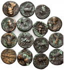 KUSHAN, Soter Megas, ca. 55-105, Lot 10 Stk., u.a. AE Tetradrachme, Taxila. Büste r. Rs.König r. reitend. Gesamt:115,93g.
10 Stk., korr., zaponiert, ...
