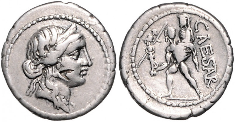 RÖMISCHE REPUBLIK, Julius Caesar, 59-44 v.Chr., AR Denar (48-47 v.Chr.). Diad. K...