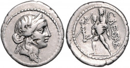 RÖMISCHE REPUBLIK, Julius Caesar, 59-44 v.Chr., AR Denar (48-47 v.Chr.). Diad. Kopf der Venus r. Rs.Aeneas trägt Anchises und Palladium aus dem brenne...