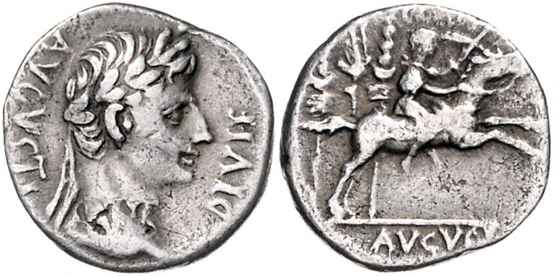 RÖMISCHES REICH, Augustus, 27 v.-14 n.Chr., AR Denar (8-7 v.Chr.), Lugdunum. Bel...