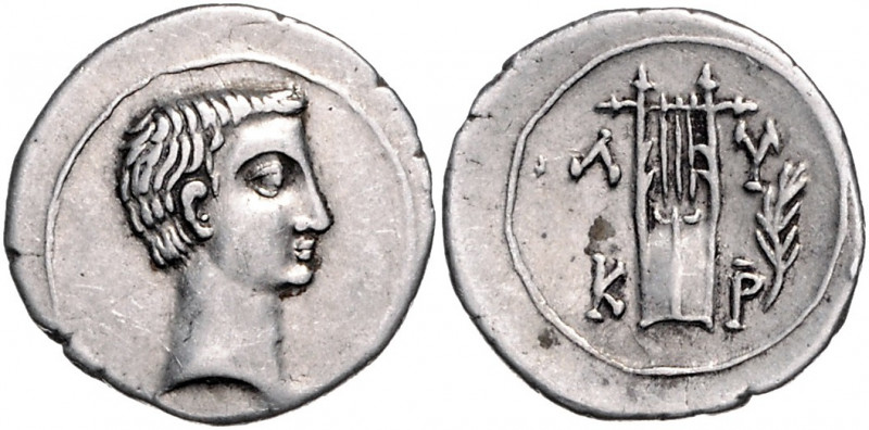 RÖMISCHES REICH, Augustus, 27 v.-14 n.Chr., AR Drachme, Lykien, Stadt Kragos. Bl...
