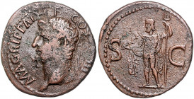 RÖMISCHES REICH, Agrippa, 27-12 v.Chr., posthum unter Caligula, 37-41, AE As, 37-41 n.Chr., Rom. Kopf des Agrippa mit Krone aus Rostren, M AGRIPPA L F...