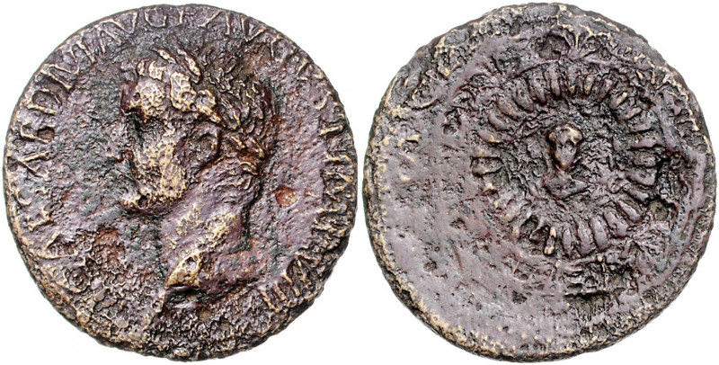 RÖMISCHES REICH, Tiberius, 14-37, AE Dupondius, Rom. Belorb. Büste l. Rs.Kleiner...