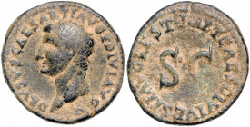 RÖMISCHES REICH, Drusus Minor, +23, AE As (unter Tiberius), Rom. Büste l. Rs.Schrift um SC. 10,63g.
ss
RIC 216; RIC² 437