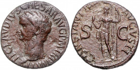 RÖMISCHES REICH, Claudius, 41-54, AE As (42-44), Rom. Kopf l. Rs.Constantia mit Speer und Helm l. stehend. 10,12g.
ss
RIC 95; Kampm.12.21