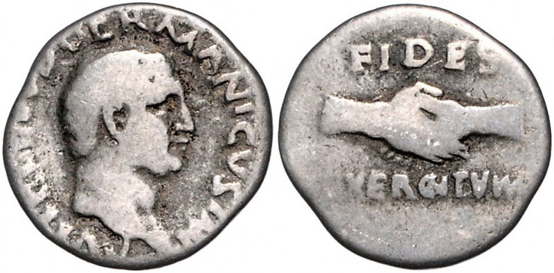 RÖMISCHES REICH, Vitellius, 69, AR Denar (69), Rom. Büste r., A VITELLIVS GERMAN...