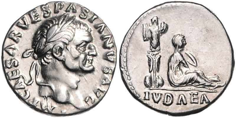 RÖMISCHES REICH, Vespasian, 69-79, AR Denar (69-71), Rom. Belorb. Büste r., IMP ...