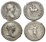 RÖMISCHES REICH, Trajan, 98-117, AR Denar (103-111), Rom. Belorb. u. drap. Büste r., IMP TRAIANO AVG GER DAC PM TRP. Rs.Roma l stehend, hält Victoria ...