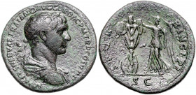 RÖMISCHES REICH, Trajan, 98-117, AE Sesterz COS V =103-111, Rom. Belorb. Büste r. mit Paludamentum. Rs.Victoria steht l. mit Tropäum, darunter SC. 25,...
