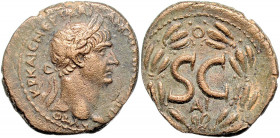 RÖMISCHES REICH, Trajan, 98-117, AE 29, Seleukis und Pieria, Stadt Antiochia. Belorb. Büste r. Rs.SC im Kranz. 13,55g.
ss
Sear 1078; Wruck 190