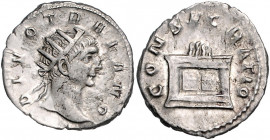 RÖMISCHES REICH, Trajan, 98-117, posthum unter Trajan Decius, 249-251, AR Antoninian, Milan. Büste mit Strahlenkrone r., DIVO TRAIANO. Rs.Altar, CONSE...
