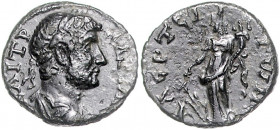 RÖMISCHES REICH, Hadrian, 117-138, AE 19, Kilikien, Stadt Laerte. Drap. u. belorb. Büste r., KAI TP ADPIA[OC]. Rs.Tyche l. stehend, LAEPTEITON. 3,41g....