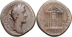 RÖMISCHES REICH, Antoninus Pius, 138-161, AE Sesterz, Rom. Belorb. Büste r. Rs.Achtsäuliger Tempel des Augustus und der Livia. 28,78g.
f.ss/ss
RIC 1...
