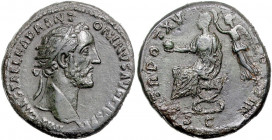 RÖMISCHES REICH, Antoninus Pius, 138-161, AE Dupondius TRP XV =151-152, Rom. Büste mit Strahlenkrone r., IMP CAES T AEL HADR ANTONINVS AVG PIVS PP. Rs...