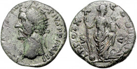 RÖMISCHES REICH, Antoninus Pius, 138-161, AE Dupondius (156-157), Rom. Büste mit Strahlenkrone l., [ANTONINVS AVG] PIVS PP IMP II. Rs.Annona r. stehen...