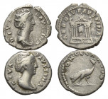 RÖMISCHES REICH, Faustina I., Gemahlin des Antoninus Pius, +141, AR Denar, Rom. Drap. Büste r., DIVA FAVSTINA. Rs.Tempel, darin Statue, AED DIV FAVSTI...