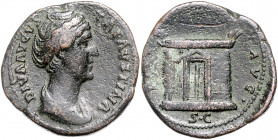 RÖMISCHES REICH, Faustina I., Gemahlin des Antoninus Pius, +141, AE As (nach 141), Rom. Drap. Büste r., DIVA AVGVSTA FAVSTINA. Rs.Altar, PIET AVG, SC....