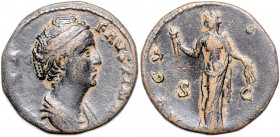 RÖMISCHES REICH, Faustina I., Gemahlin des Antoninus Pius, +141, AE As (nach 141), Rom. Drap. Büste r., [DI]VA FAVSTINA. Rs.Ceres l. stehend, hält Fac...