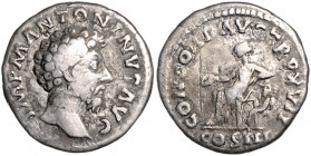 RÖMISCHES REICH, Marcus Aurelius, 161-180, AR Denar TRP XVII =162-163, Rom. Büste r., IMP M ANTONINVS AVG. Rs.Concordia l. sitzend, CONCORD AVG TRP XV...